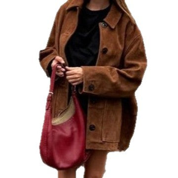 Damen Oversized Wildlederjacke Stalluxe