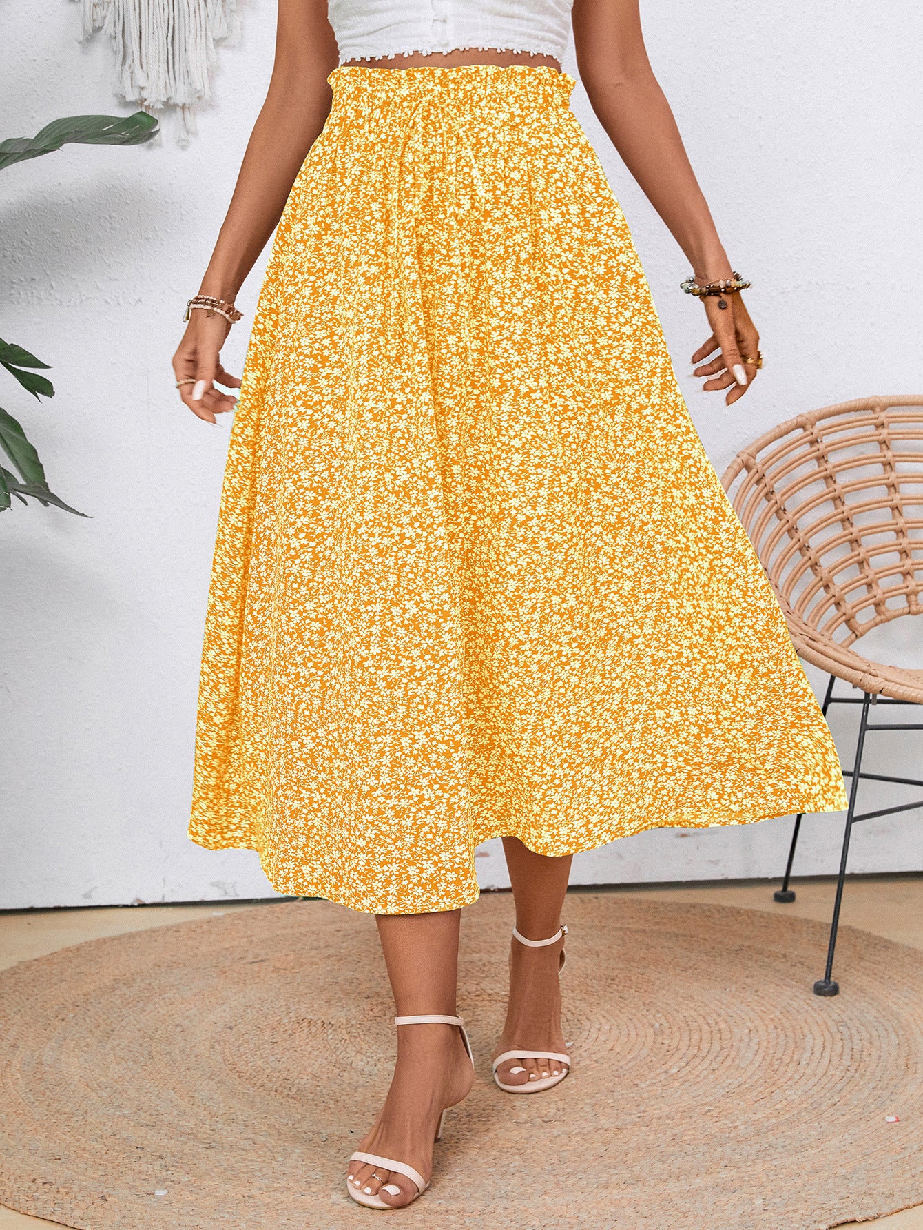 Damen Midi-Rock mit floralen Print Stalluxe