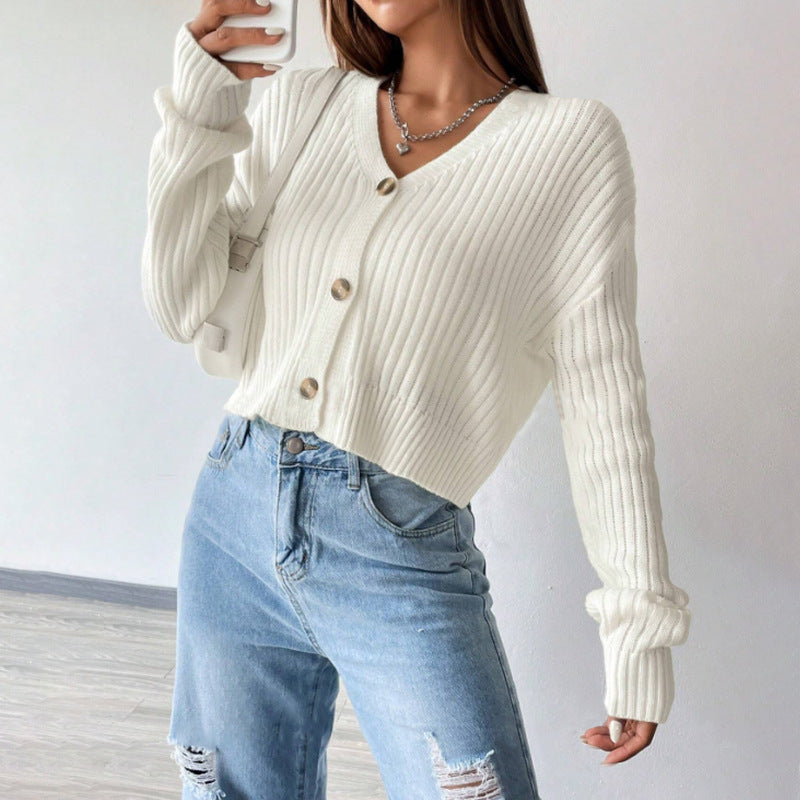 Damen modische Strickjacke mit V-Ausschnitt und Knopfleiste Stalluxe