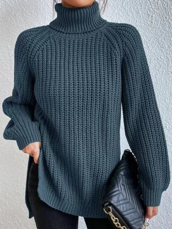 Damen Grobstrickpullover mit hohem Kragen und strukturiertem Muster Stalluxe