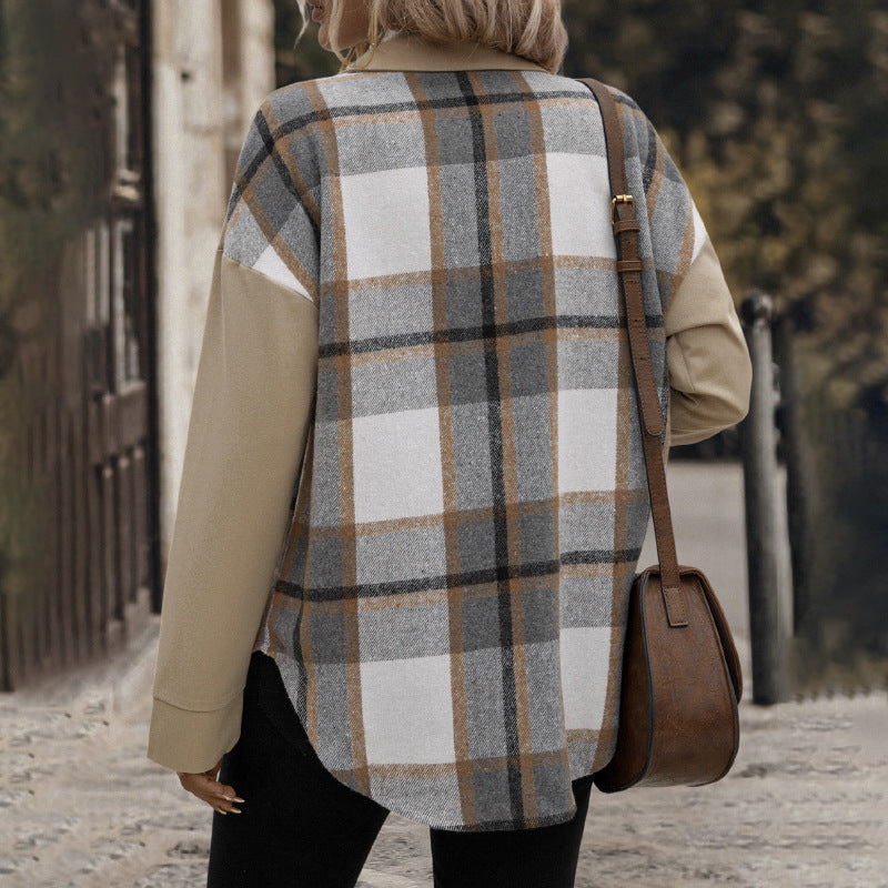 Damen modische Twill-Hemdjacke mit Karomuster und aufgesetzten Taschen Stalluxe