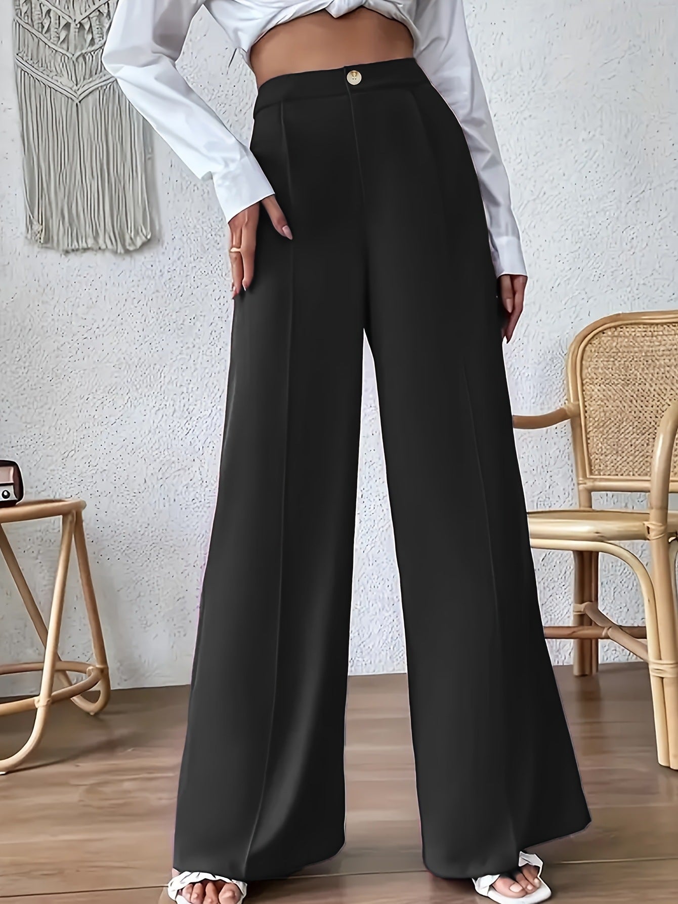 Damen Elegante und weite Hose mit hohem Bund Stalluxe