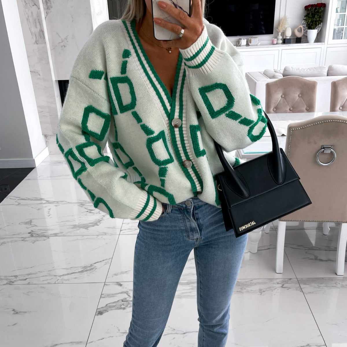 Damen gestrickte Cardigan mit strukturiertem Muster und Knopfdetails Stalluxe