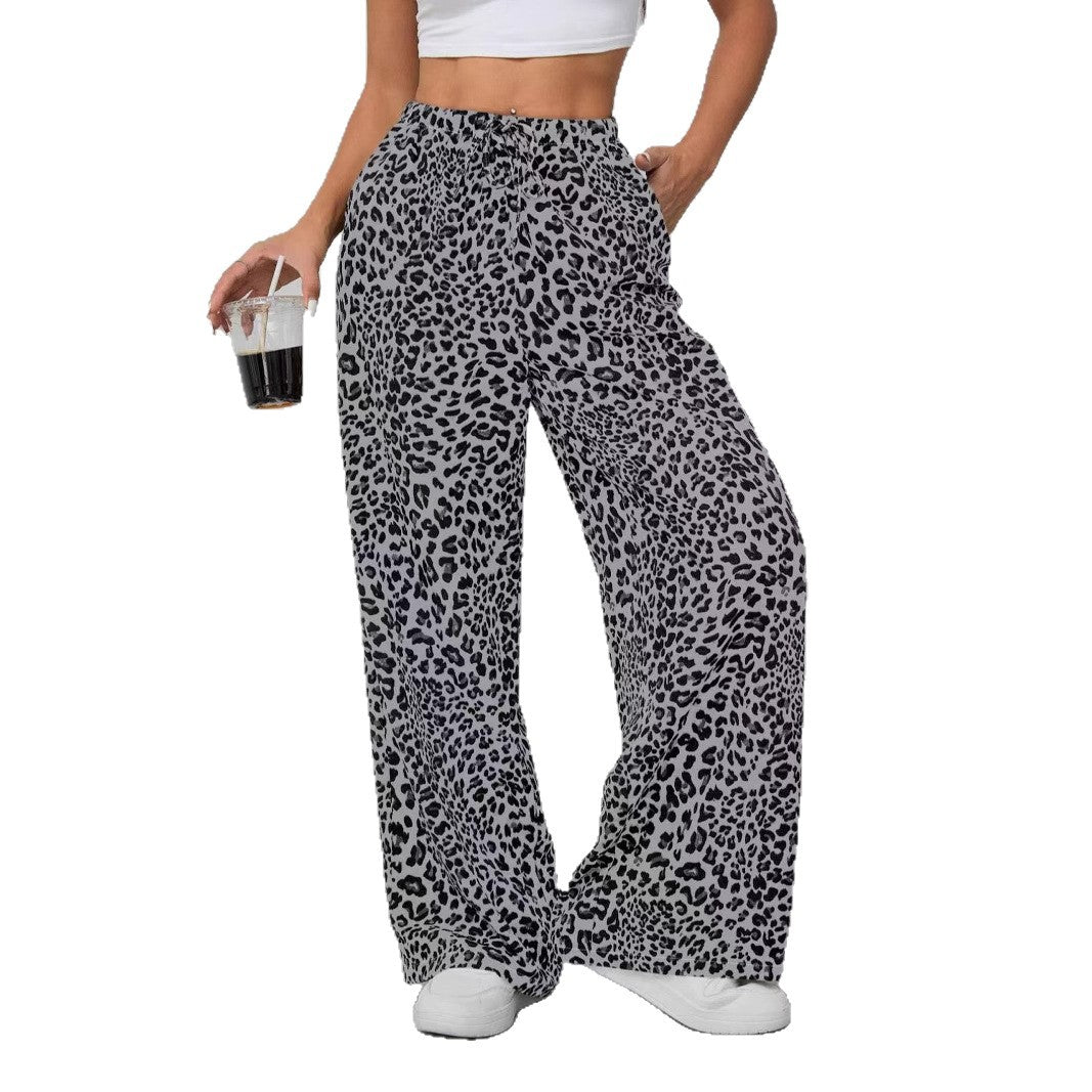 Women's Relaxed Fit Leopard Print Palazzo Pants Stalluxe