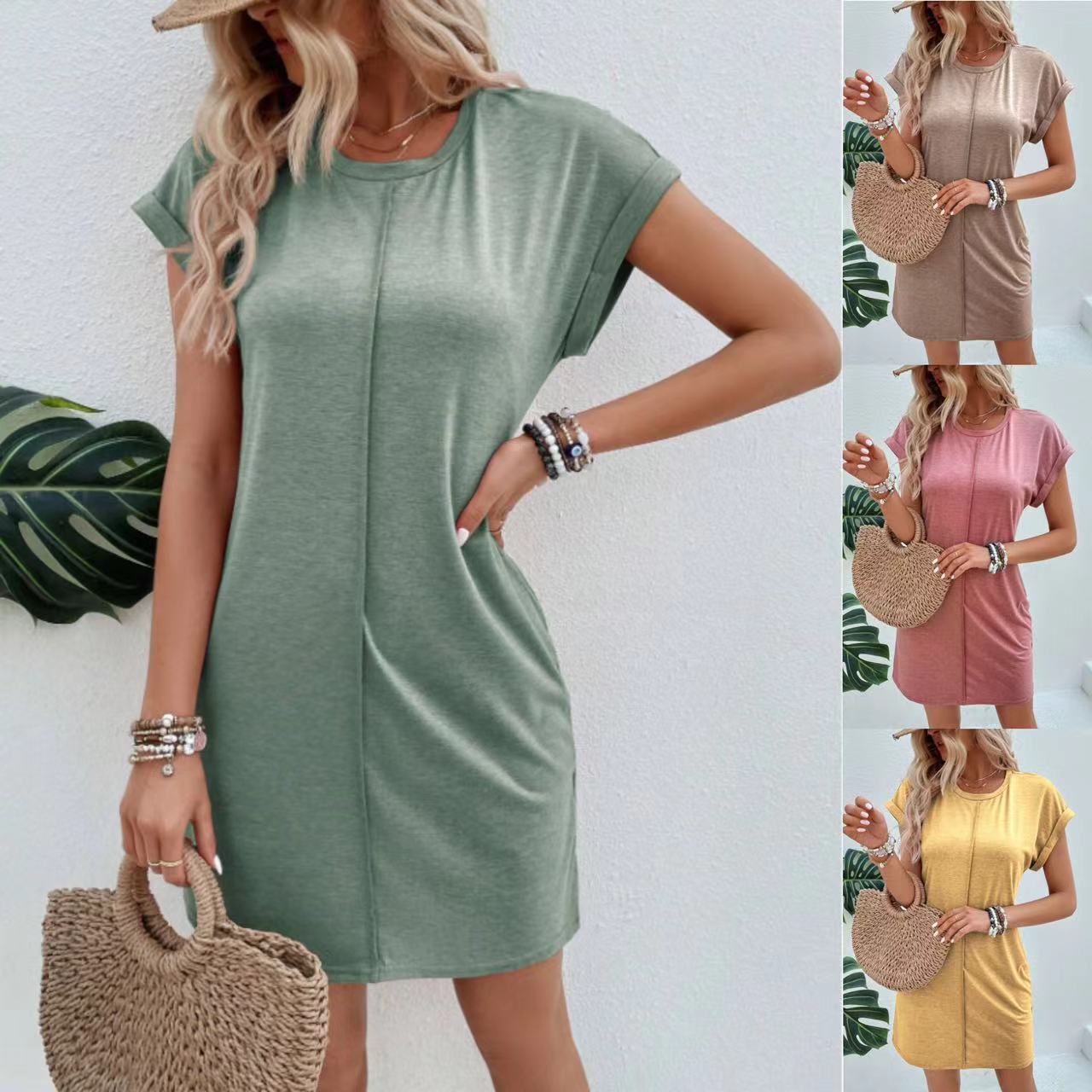 Damen lässiges Kurzarm-Kleid Stalluxe