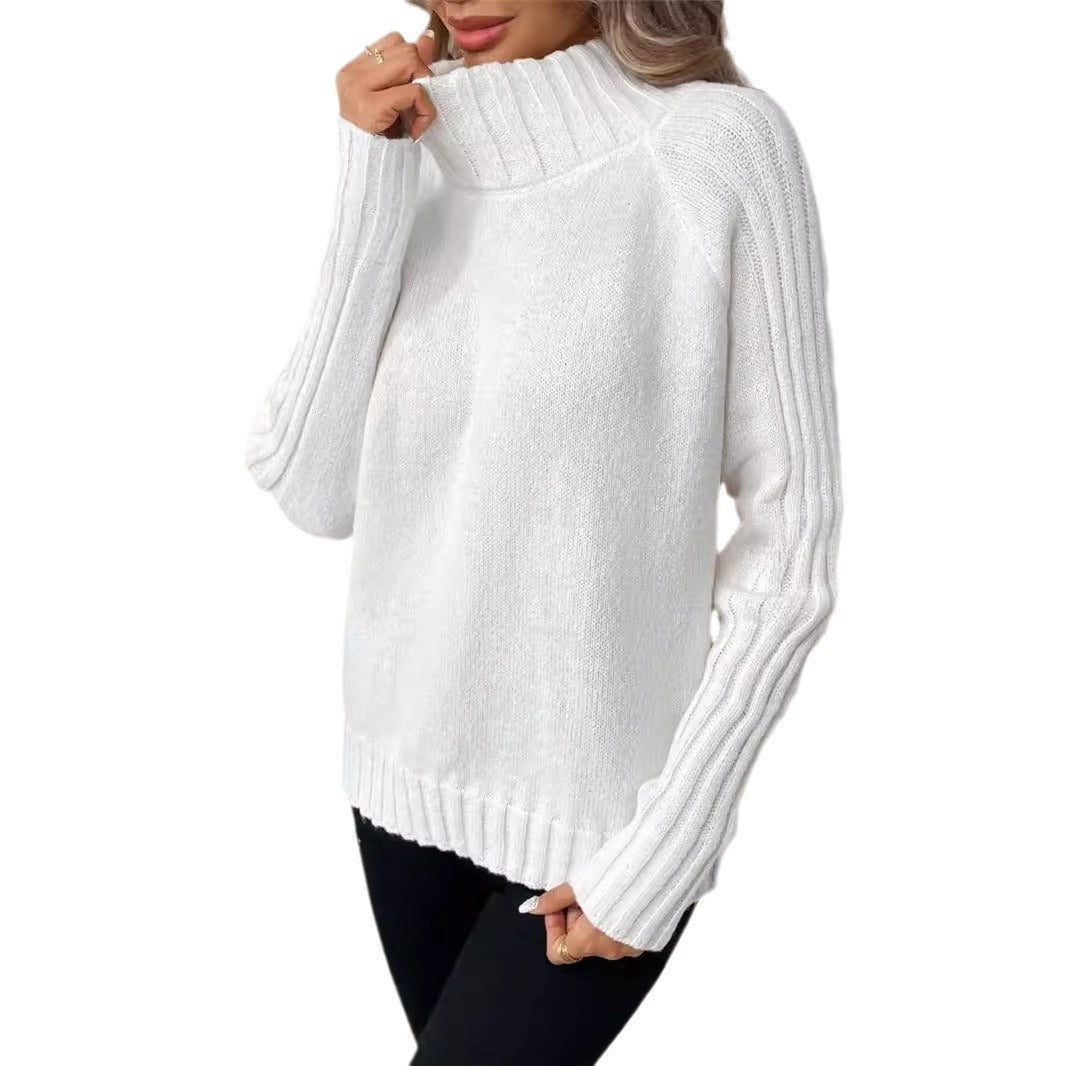 Damen Pullover mit modernem Stehkragen und strukturiertem Rippdesign Stalluxe