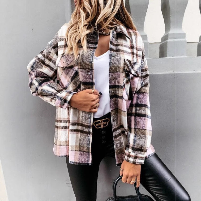 Damen Karierter Flanellhemdjacke mit übergroßem Schnitt Stalluxe