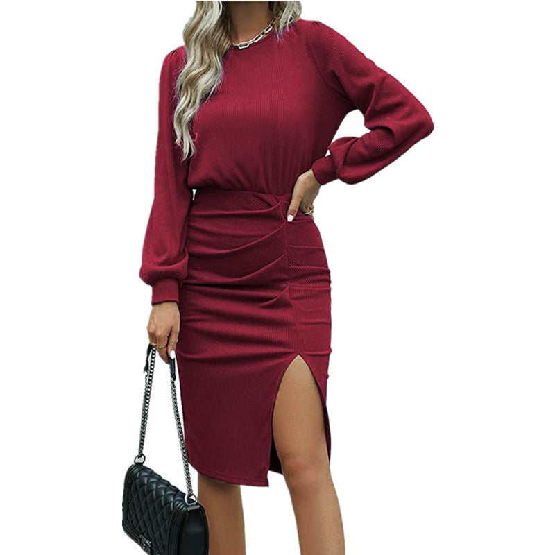 Damen elegantes Wickelkleid mit gerafftem Design Stalluxe