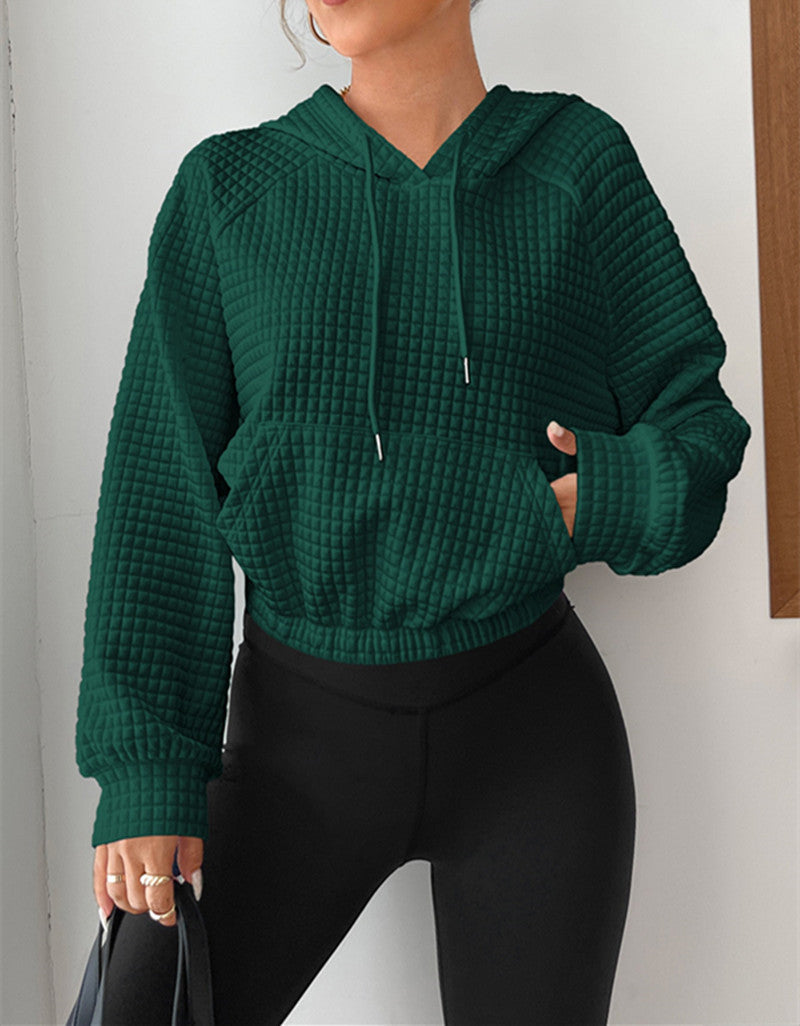 Women's Textured Crop Hoodie Stalluxe