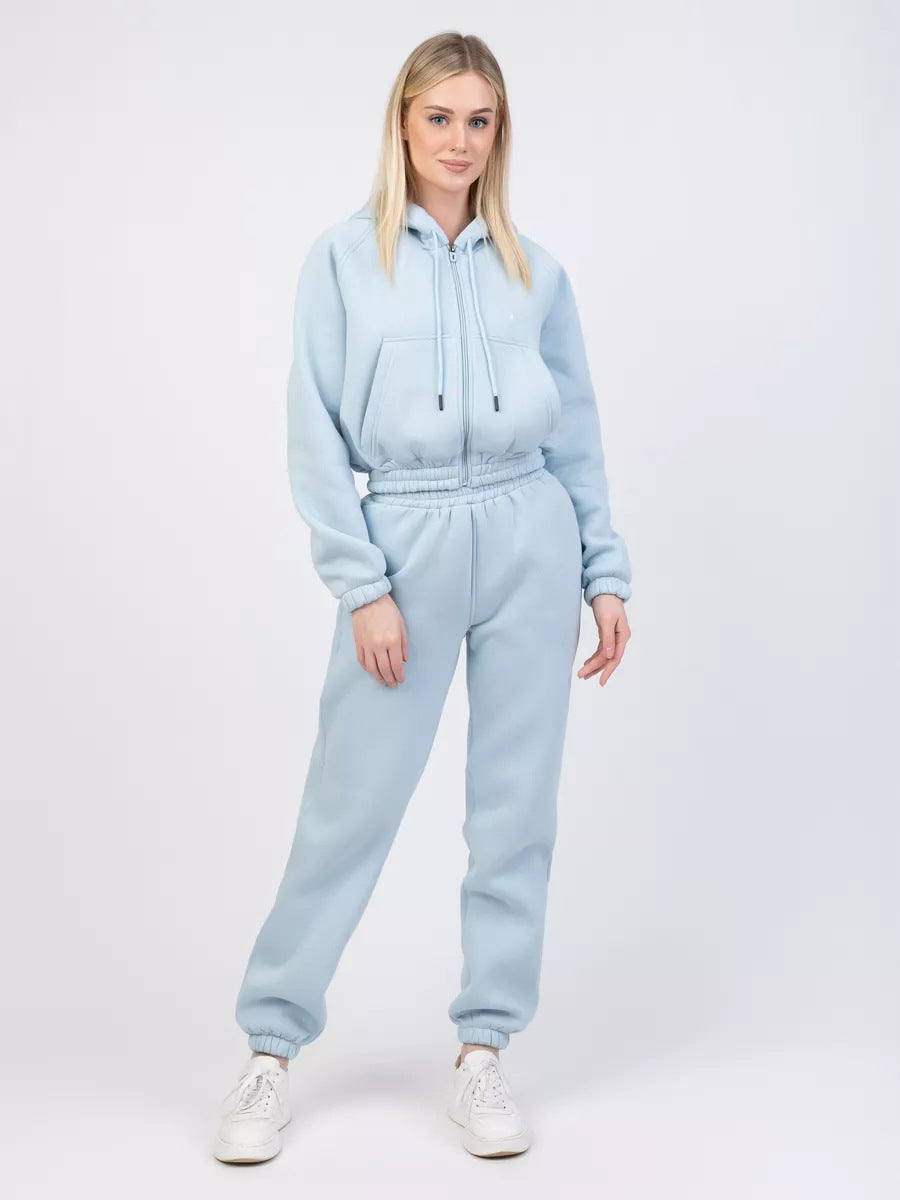 Damen Fleece-Sweatanzug mit Kapuze und elastischem Bund Stalluxe