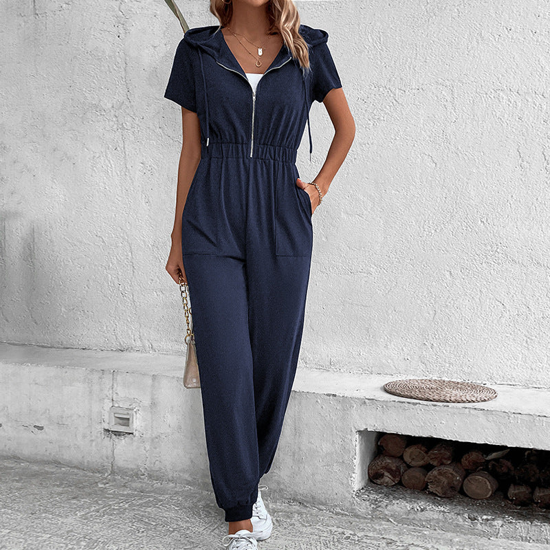 Damen Kapuzenoverall mit praktischem Reißverschluss und elastischem Bund Stalluxe