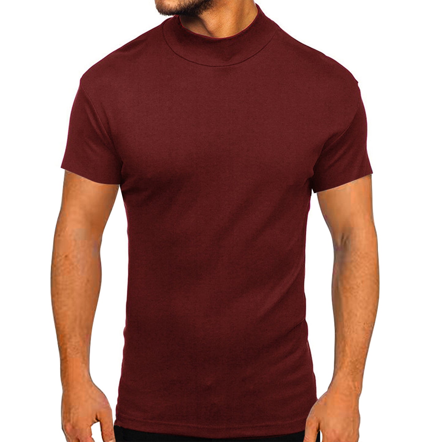 Herren modernes Kurzarm-T-Shirt mit stehendem Kragen und strukturiertem Design Stalluxe