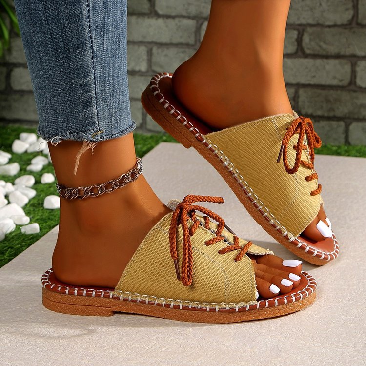 Damen trendige Loose-Fit Sandalen mit Schnürung Stalluxe