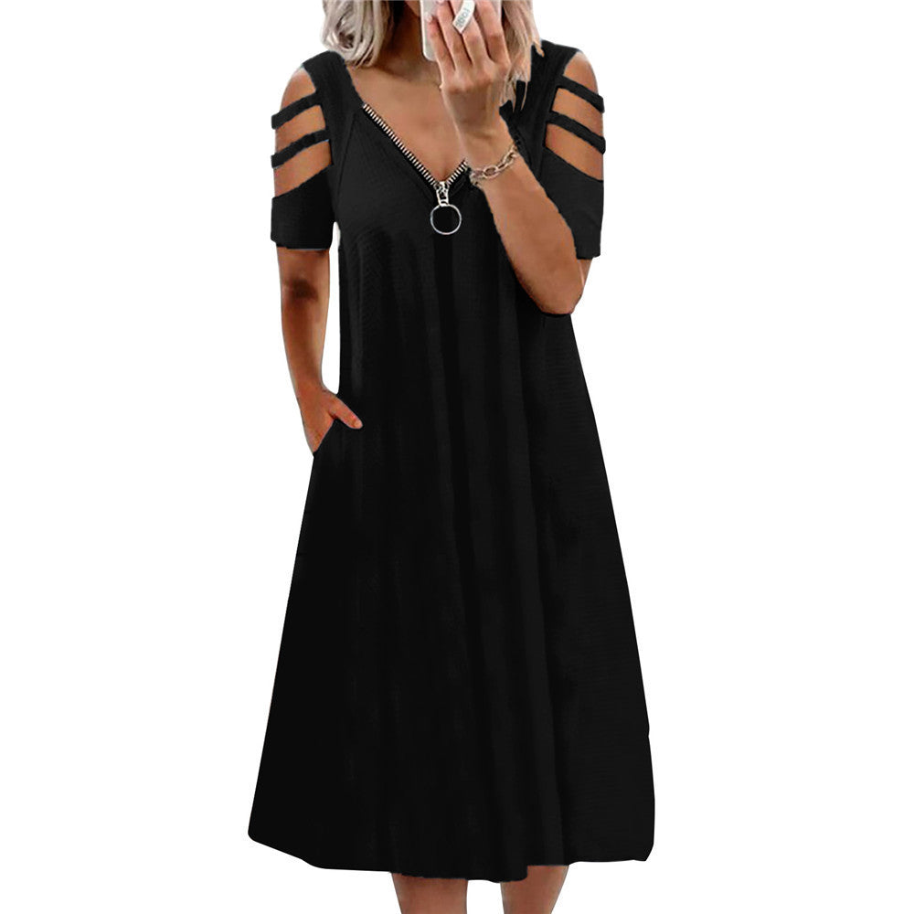 Damen Kleid mit offenen Schultern und tiefem V-Ausschnitt Stalluxe