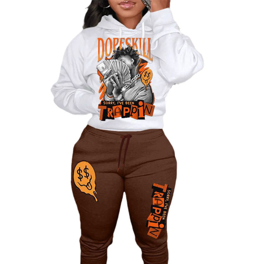 Damen bequeme Hoodie und Jogginghose Set mit kreativem Druck Stalluxe