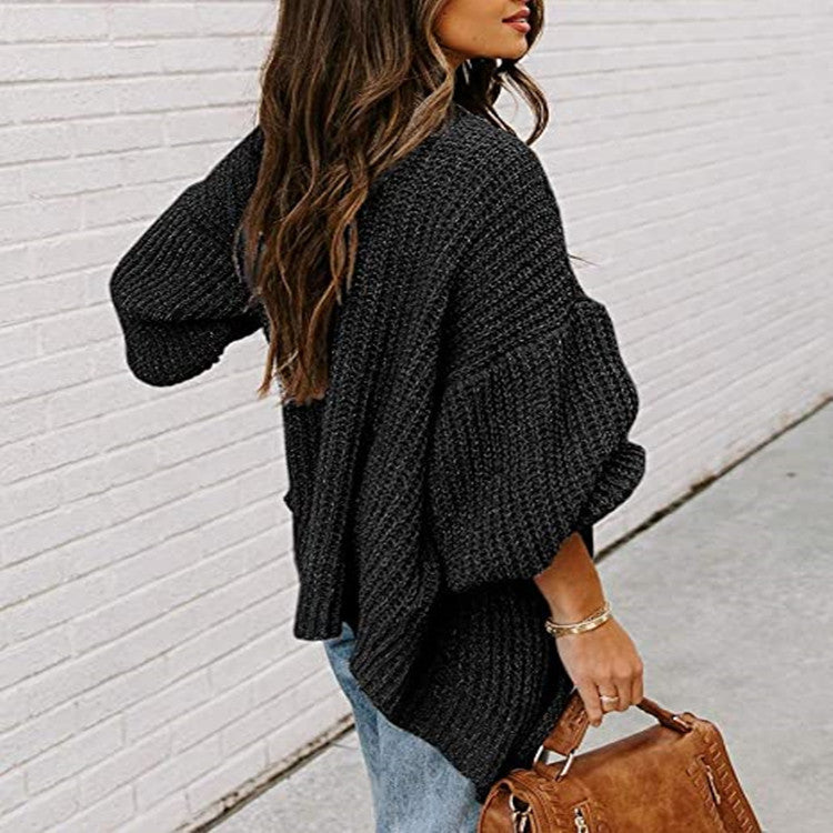 Damen Oversized Strickpullover mit Ballonärmeln und Strukturdesign Stalluxe