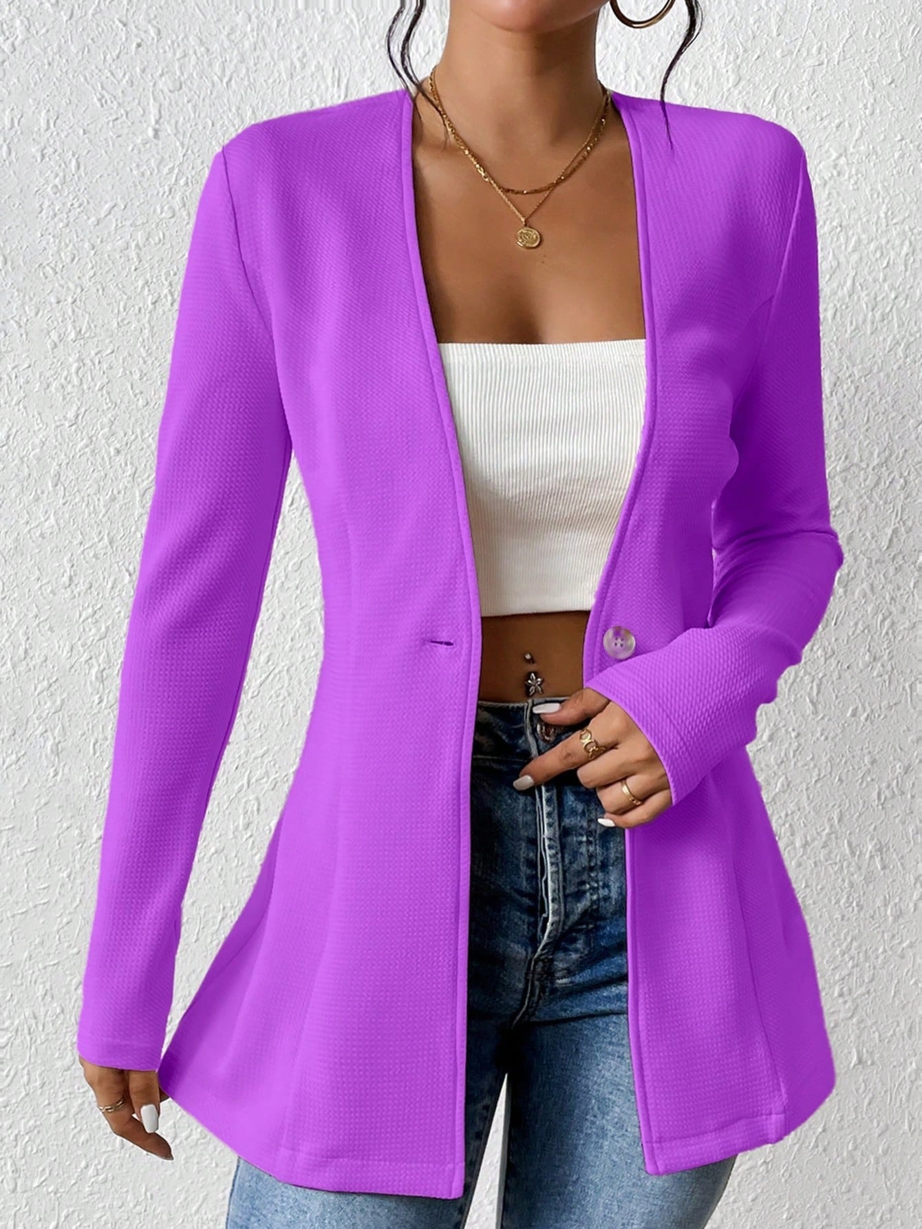 Damen elegante Blazerjacke mit asymmetrischem Schnitt Stalluxe