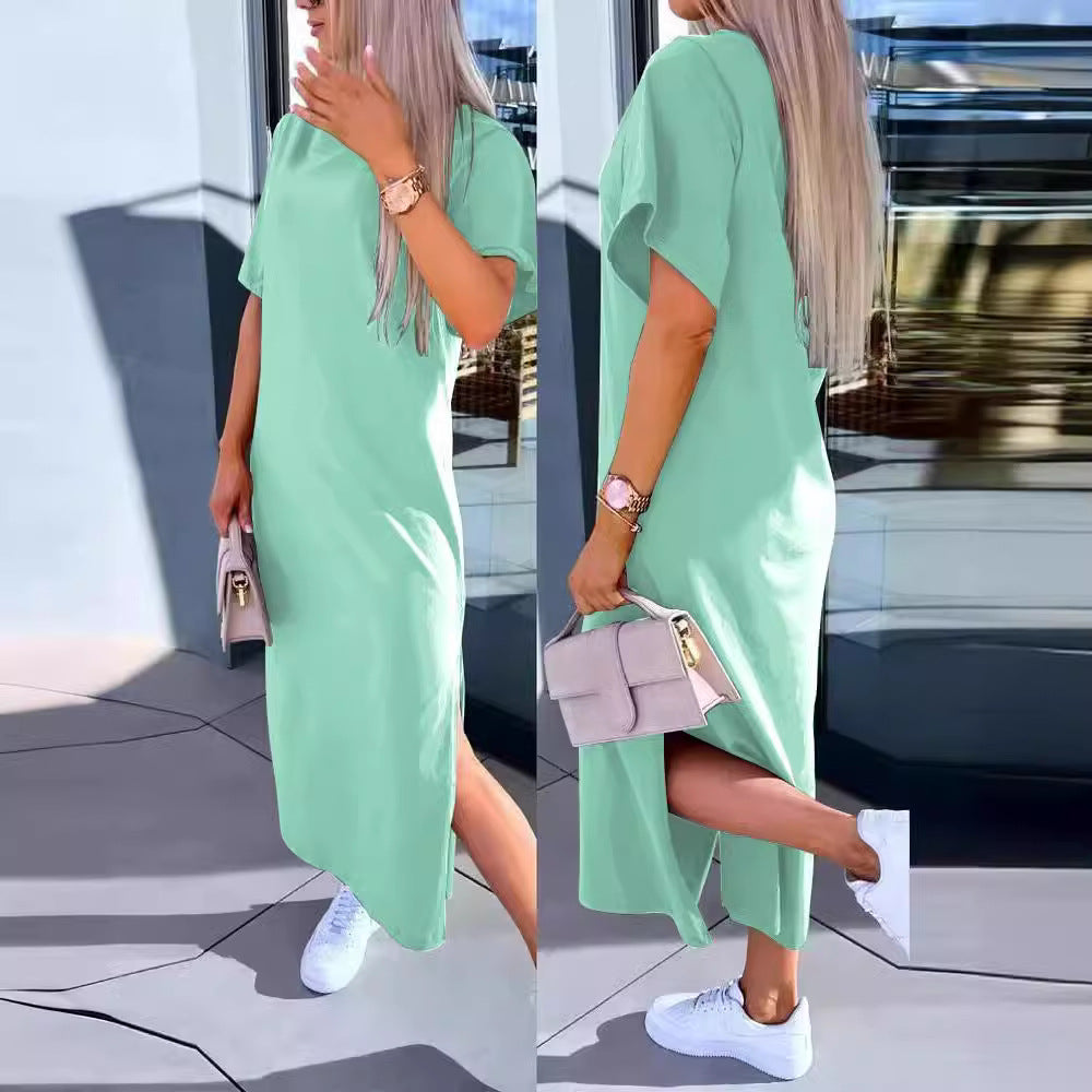 Damen Lässiges Maxi-T-Shirt Kleid mit seitlichem Schlitz und großzügigem Schnitt Stalluxe