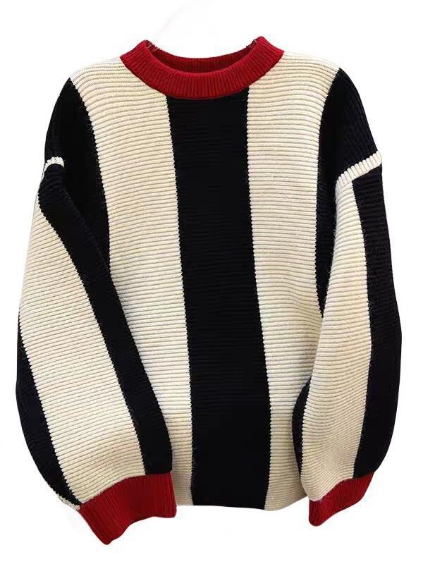Damen Oversized Strickpullover mit strukturiertem Streifenmuster Stalluxe