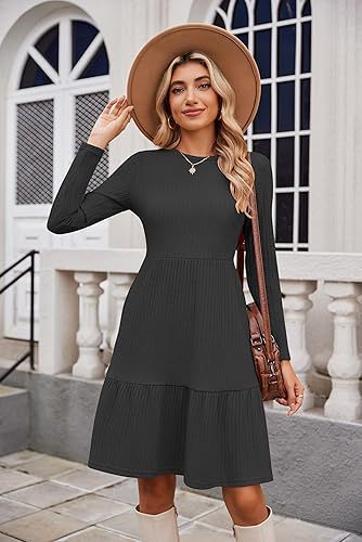 Damen Maxikleid mit Rippstruktur und weitem Rock Stalluxe