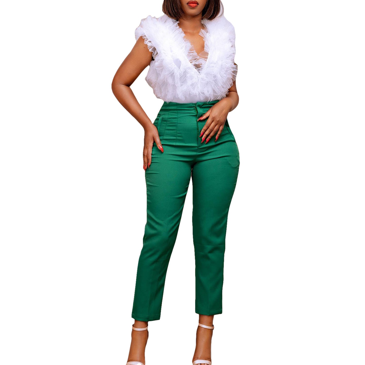 Damen Trendy Hochtaillierte Stoffhose mit elegantem Schnitt Stalluxe