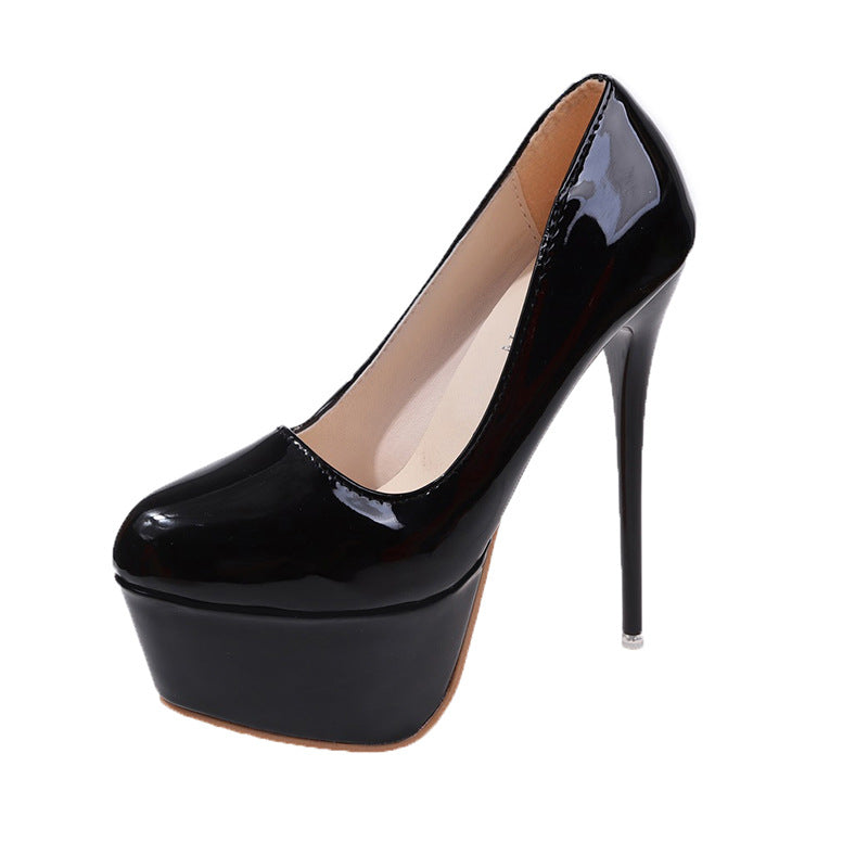 Damen Plateau-Pumps mit glänzendem Obermaterial und hohem Stiletto-Absatz Stalluxe