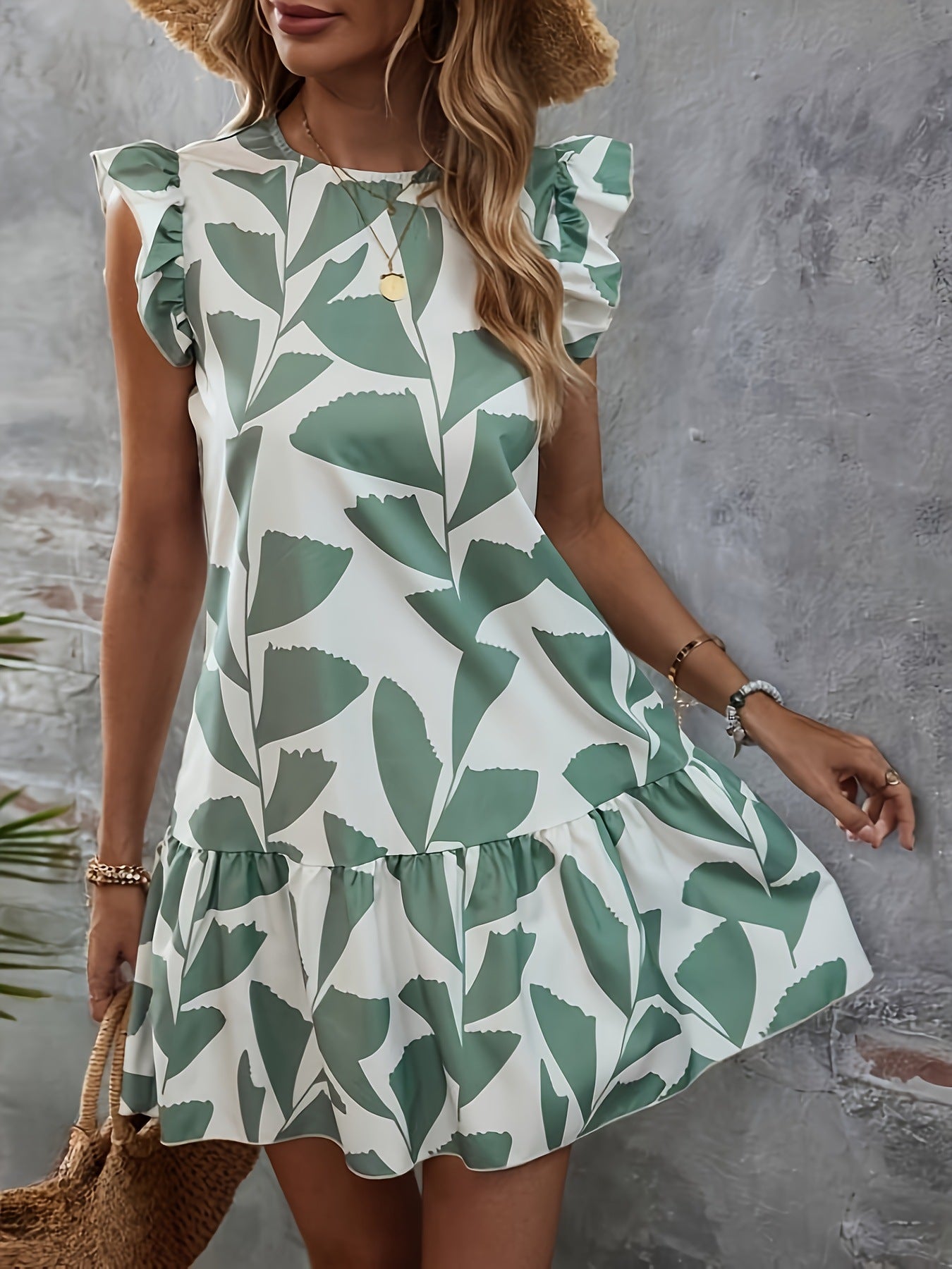 Damen Sommerliches Volantkleid mit Rüschendetails Stalluxe