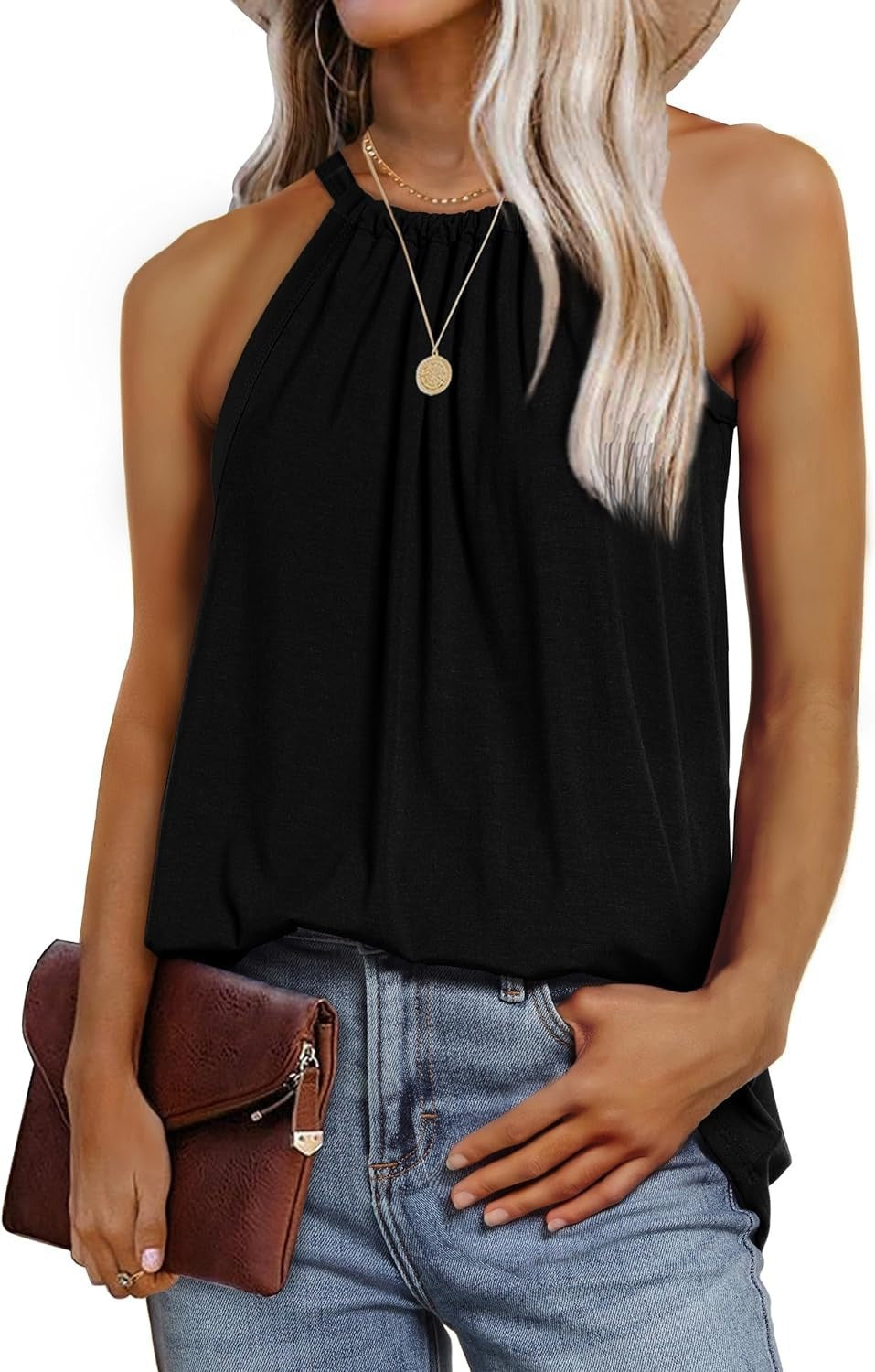 Damen Elegantes Trägershirt mit raffinierten Falten Stalluxe