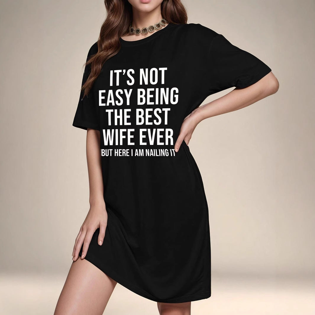 Damen T-Shirt Kleid mit motivierendem Schriftzug Stalluxe