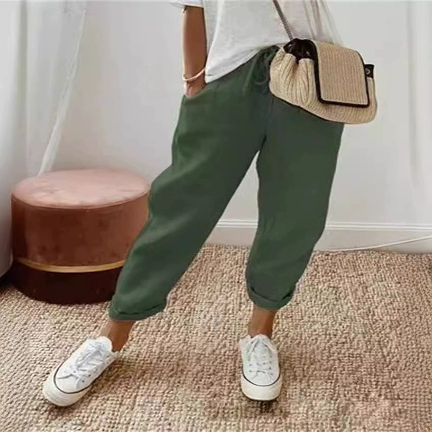 Damen Bequeme und lässige Chino-Hose mit elastischem Bund Stalluxe