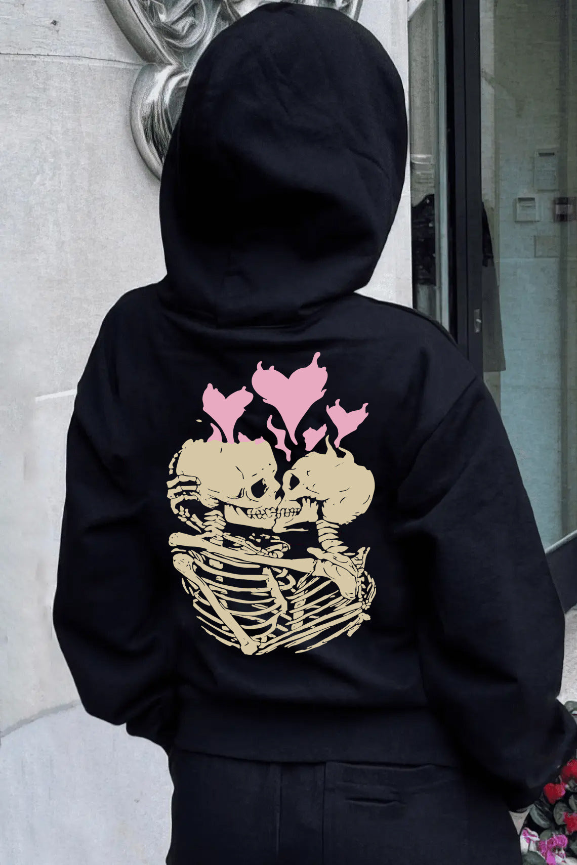 Damen Hoodie mit einzigartigem Skelett-Motiv und Herzgrafik Stalluxe