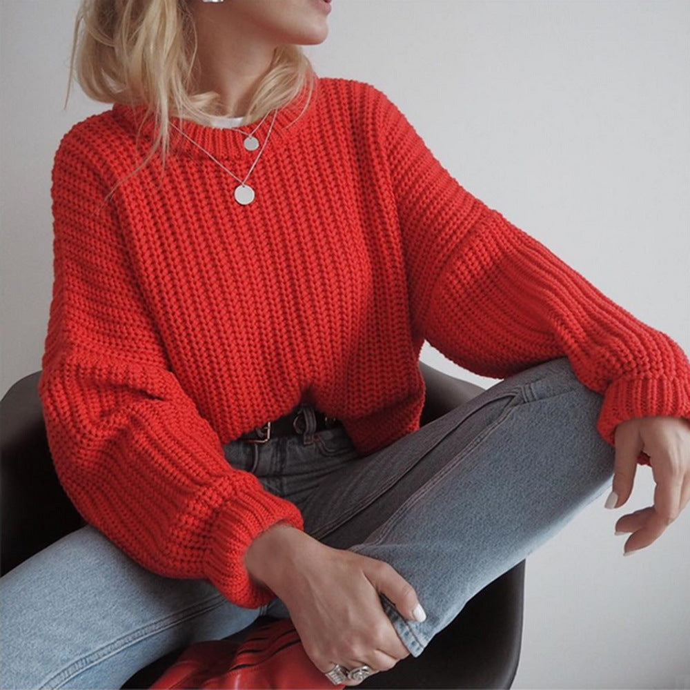 Damen Grobstrickpullover mit lässigem Schnitt und voluminösen Ärmeln Stalluxe