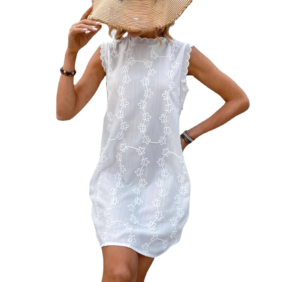 Damen trendiges Sommerkleid mit floralem Stickdesign Stalluxe