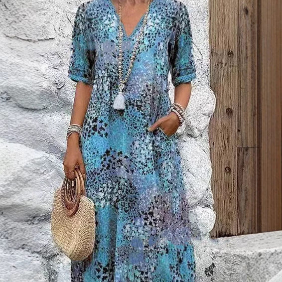 Damen Maxikleid mit ansprechendem floralem Design und praktischen Taschen Stalluxe