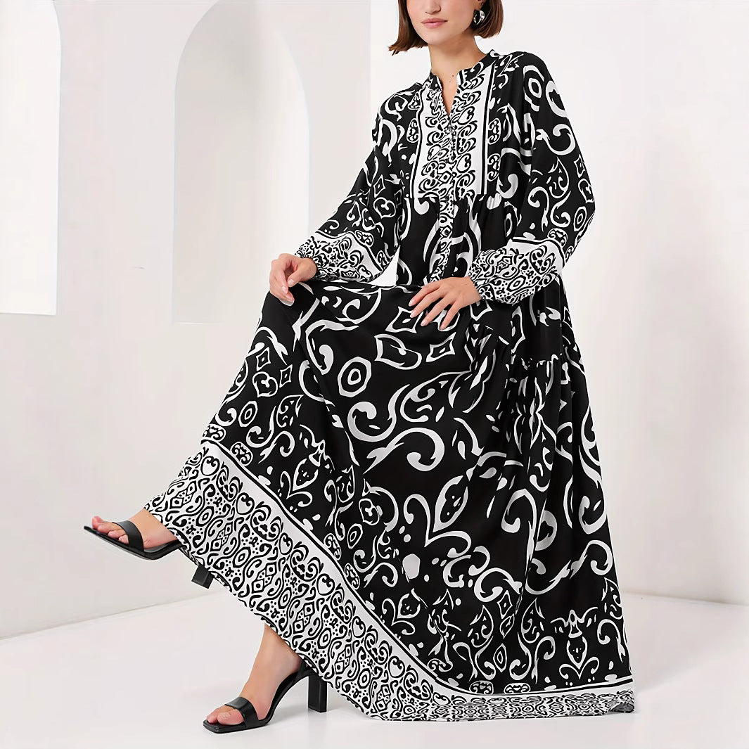 Damen Maxikleid mit kunstvollem Musterdruck Stalluxe