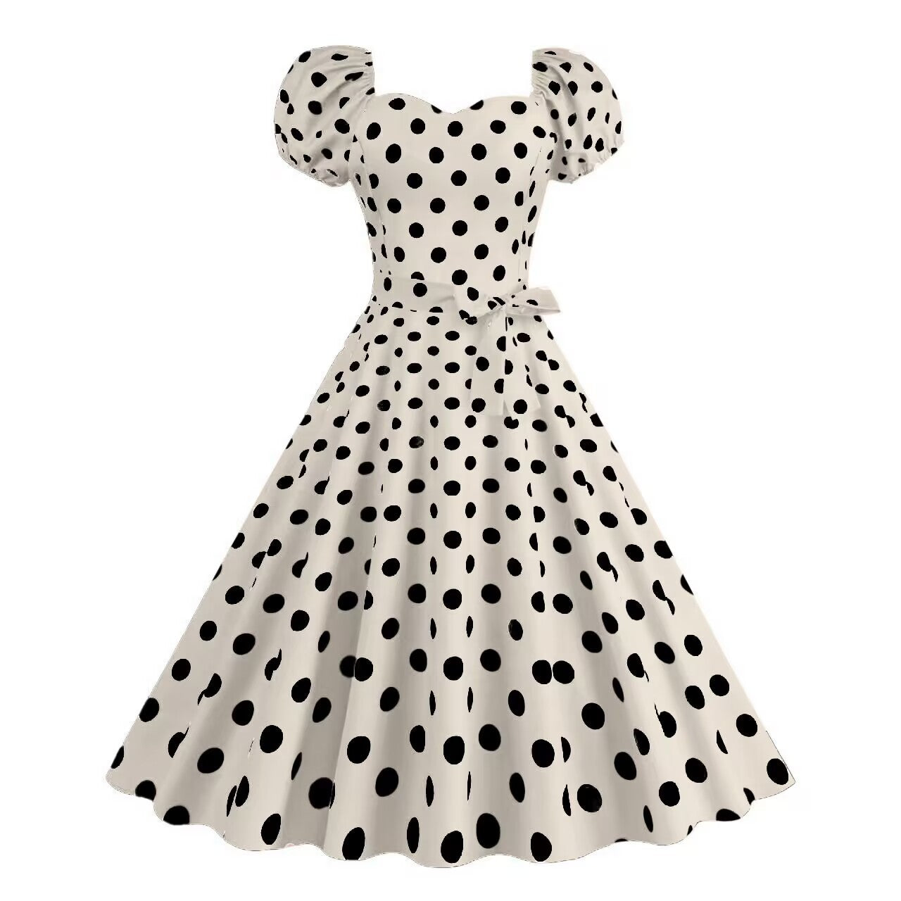 Damen Freizeitkleid mit Puffärmeln und verspieltem Polka-Dots Muster Stalluxe