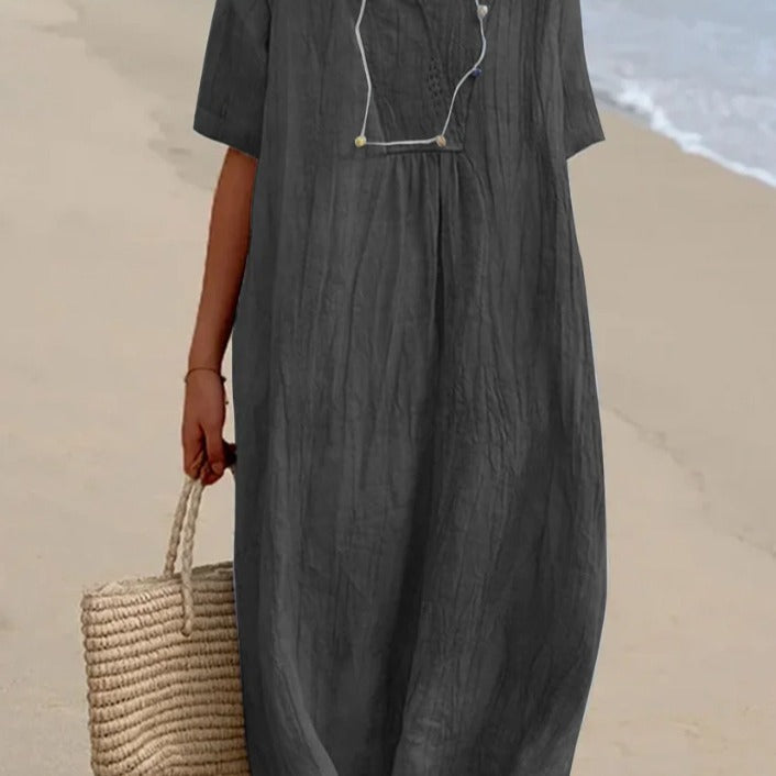 Damen Lässiges Strandkleid mit V-Ausschnitt und weit geschnittenem Design Stalluxe