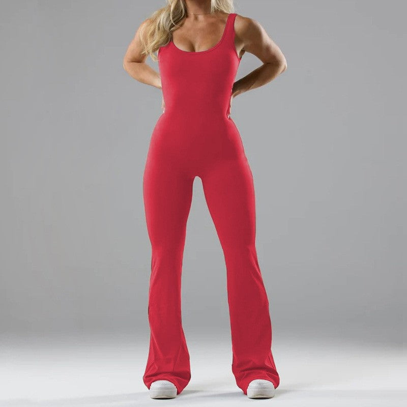 Damen Sportlicher Flared Jumpsuit mit weichem Material Stalluxe