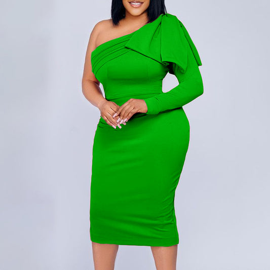 Damen figurbetontes One-Shoulder-Kleid mit Drapierung Stalluxe
