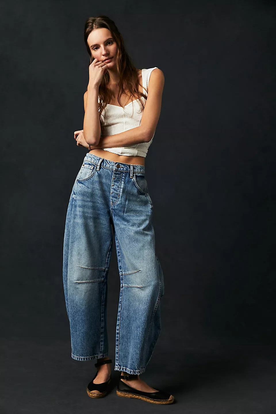 Damen Weite Jeans mit lässigem Schnitt und modischen Akzenten Stalluxe