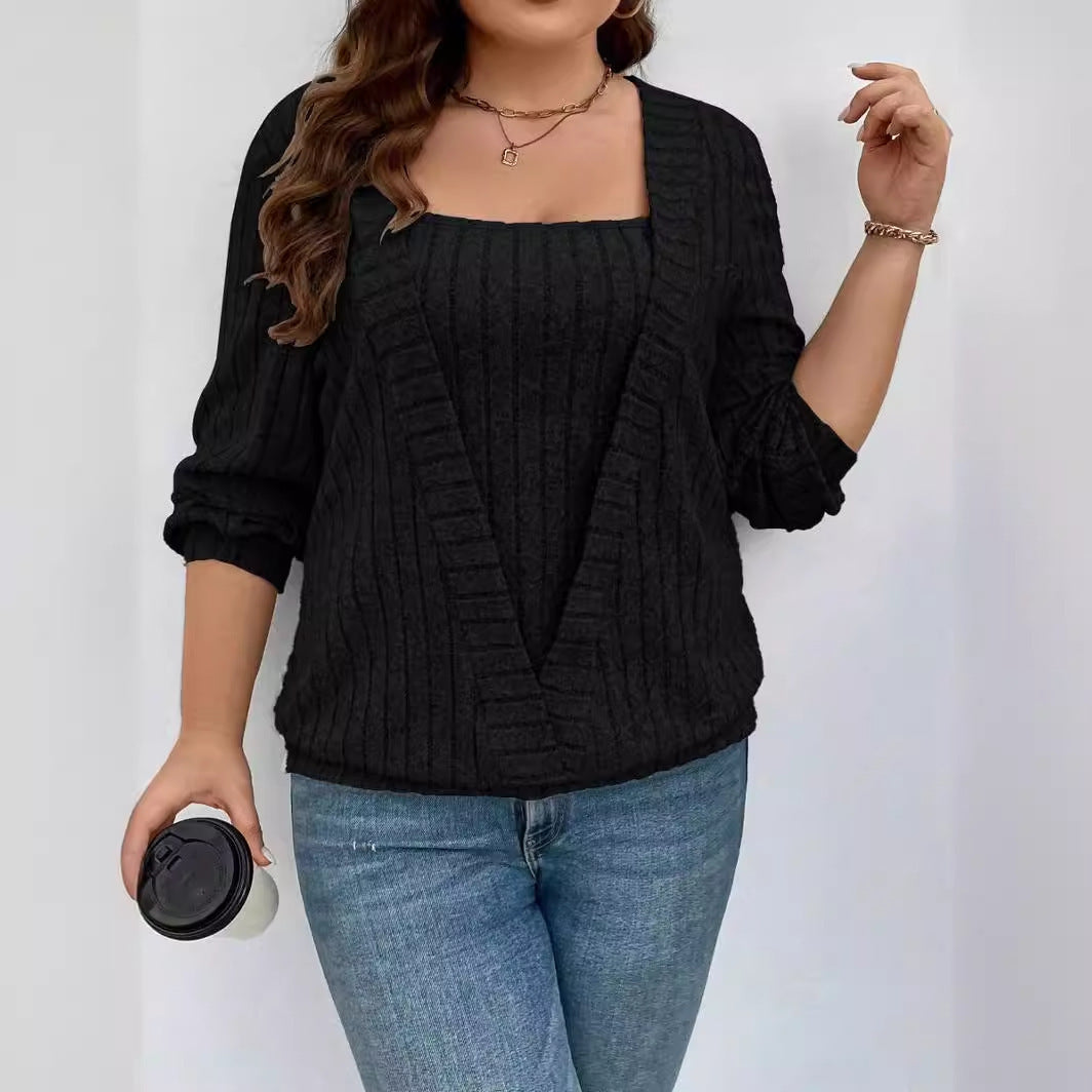 Damen lässiger Strickpullover mit tiefem V-Ausschnitt und Rippstruktur Stalluxe