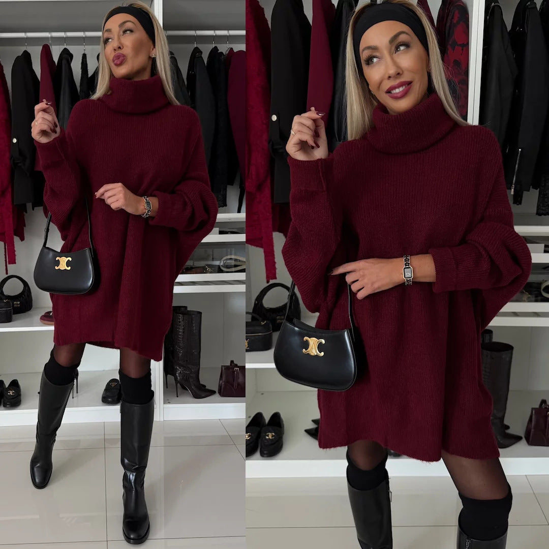 Damen Strickpullover mit hohem Kragen und weitem Schnitt Stalluxe