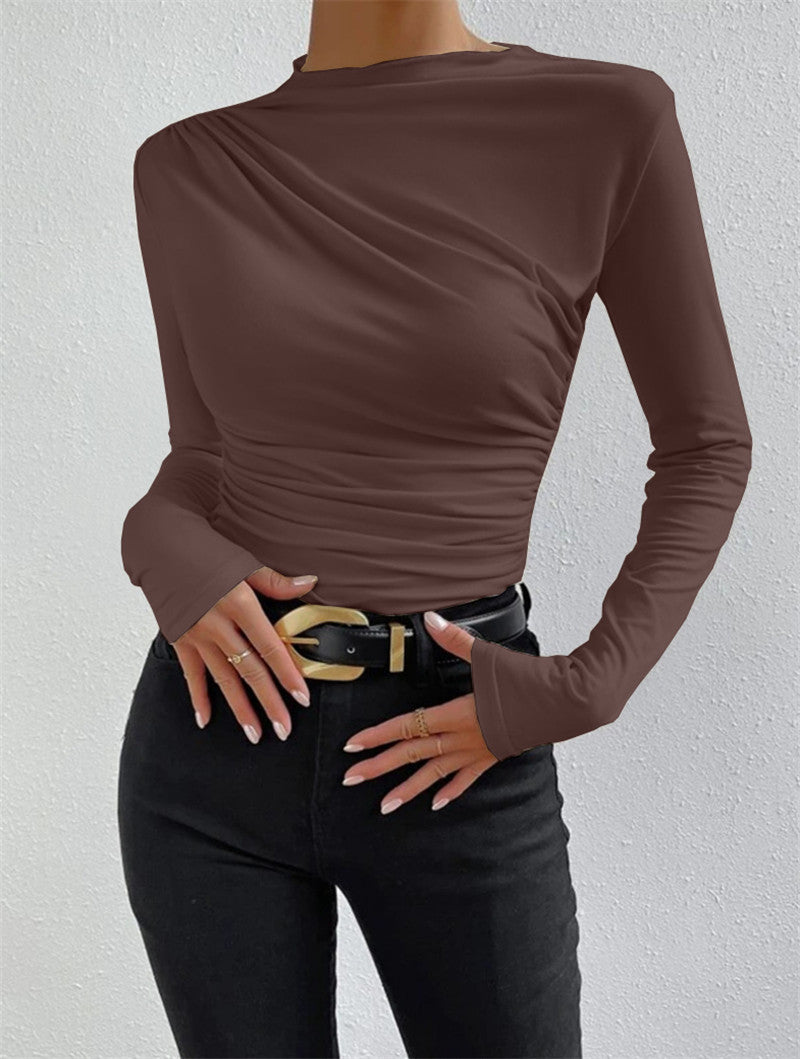 Damen Langarmshirt mit raffiniertem Drapé-Design Stalluxe