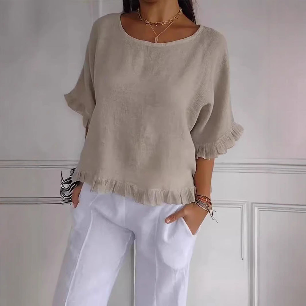 Damen Leichtes Shirt mit Fransen Stalluxe