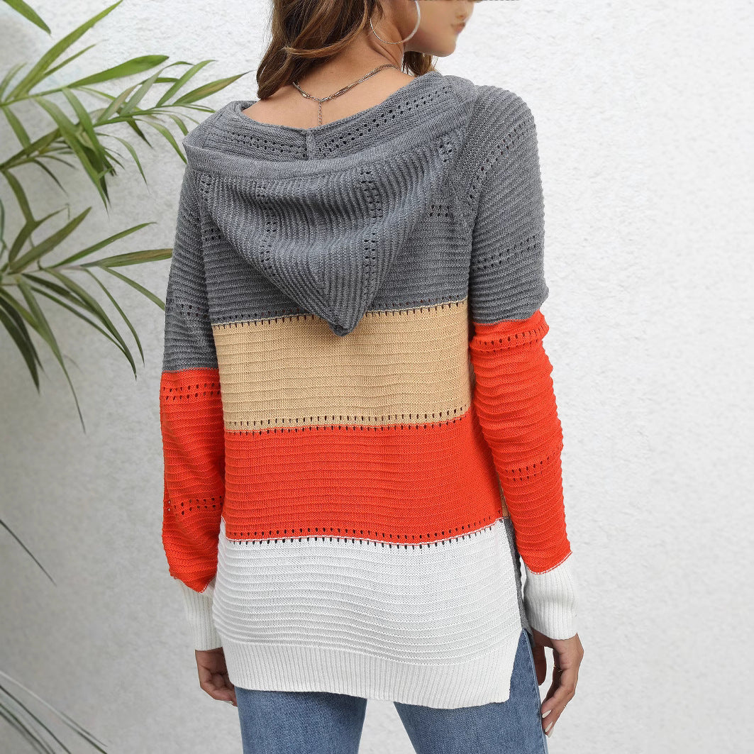 Damen Layered Kapuzenpullover mit atmungsaktiver Struktur und modischem Farbblockdesign Stalluxe