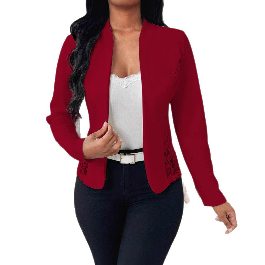 Damen elegante Blazerjacke mit Spitzenakzenten Stalluxe