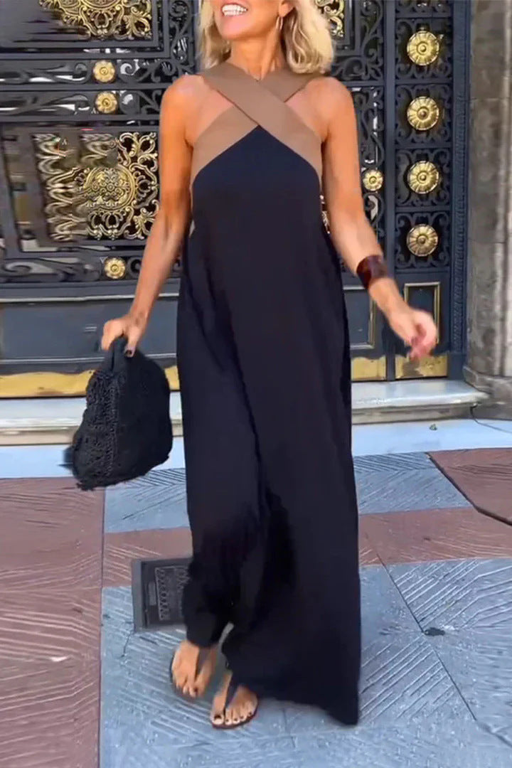Damen Langes Maxikleid mit Cross-Over-Trägern und elegantem Schnitt Stalluxe