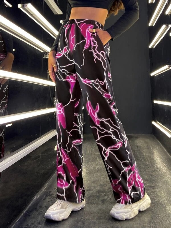 Damen stylische weite Hosen mit einzigartigem Blitzeffekt Stalluxe