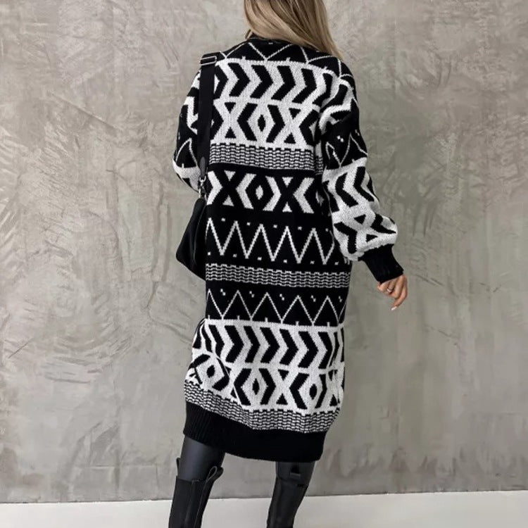 Damen Grobstrick-Cardigan mit grafischem Muster und offenem Schnitt Stalluxe