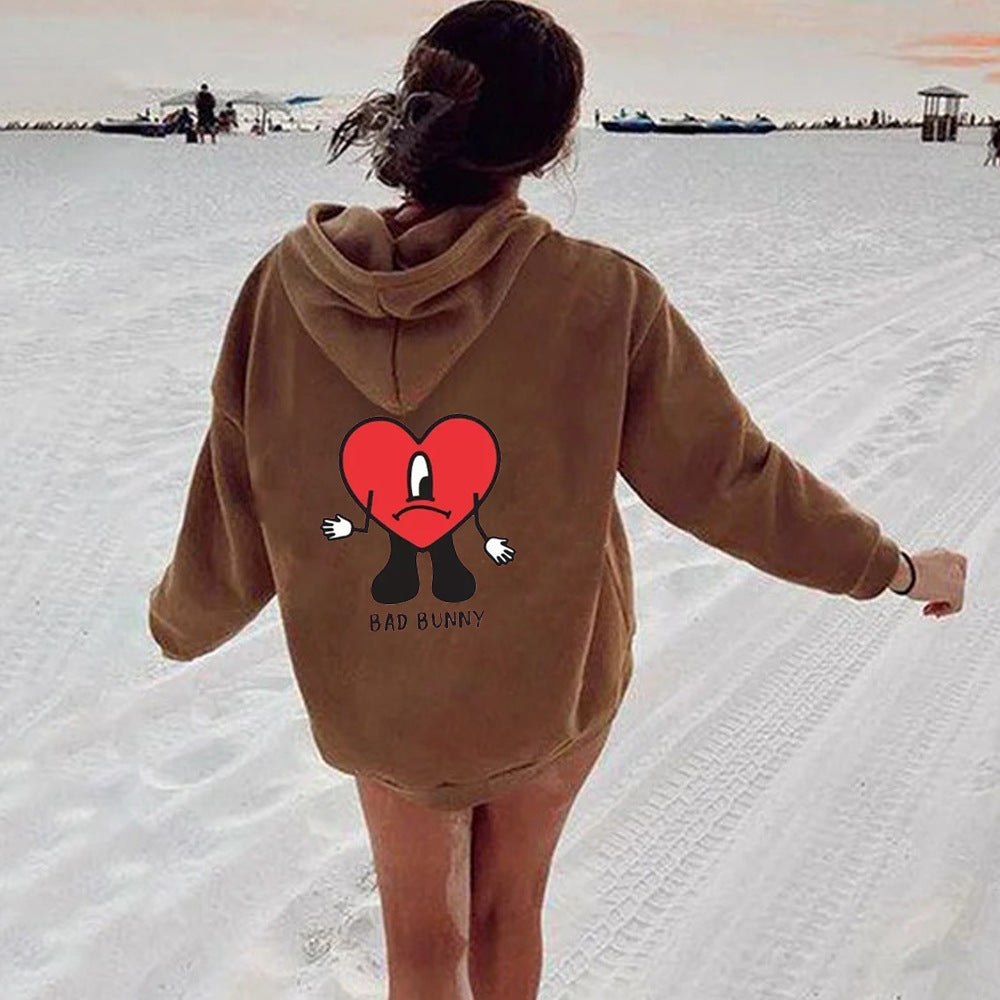 Damen Kapuzenpulli mit kreativem Herzmotiv Stalluxe